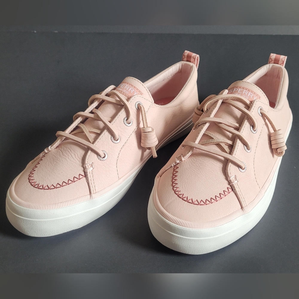 NWOB Sperry Women's Crest Vibe Washable Leather Sneaker Blush (STS88486)